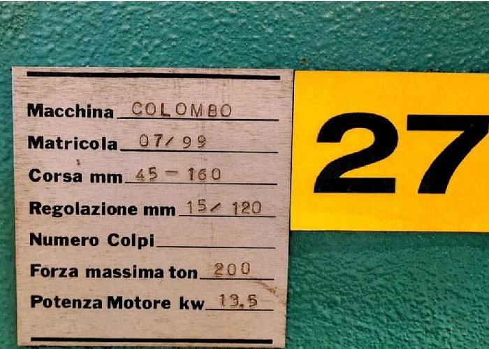 Usato PRESSA ECCENTRICA A FRIZIONE COLOMBO DA 200 TON