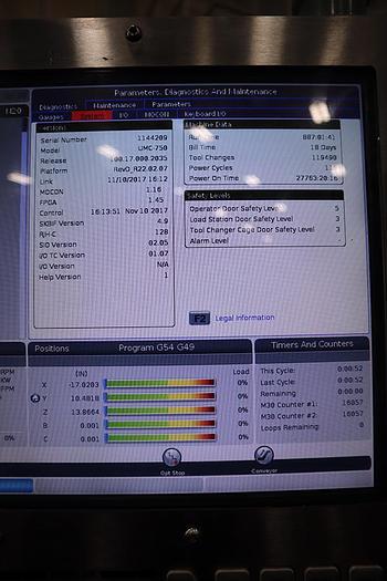 Used 2017 HAAS UMC-750 5-Axis CNC Vertical Machining Center