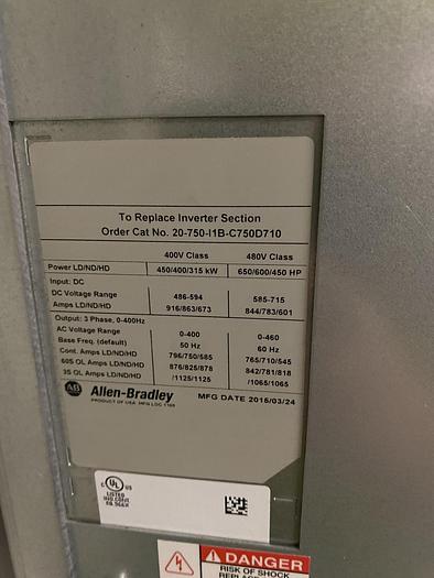 Used ALLEN BRADLEY POWERFLEX DRIVE MODEL 755