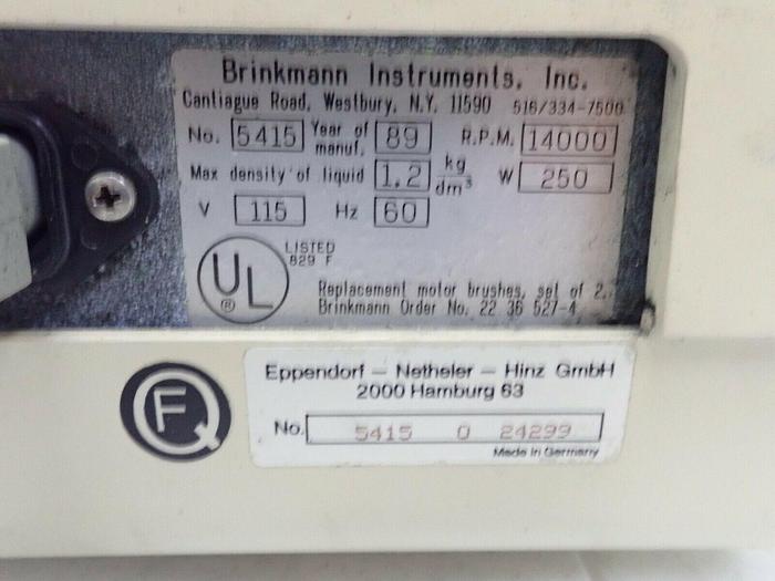 Used Eppendorf 5415C Centrifuge w/ 18-Place Rotor & Lid