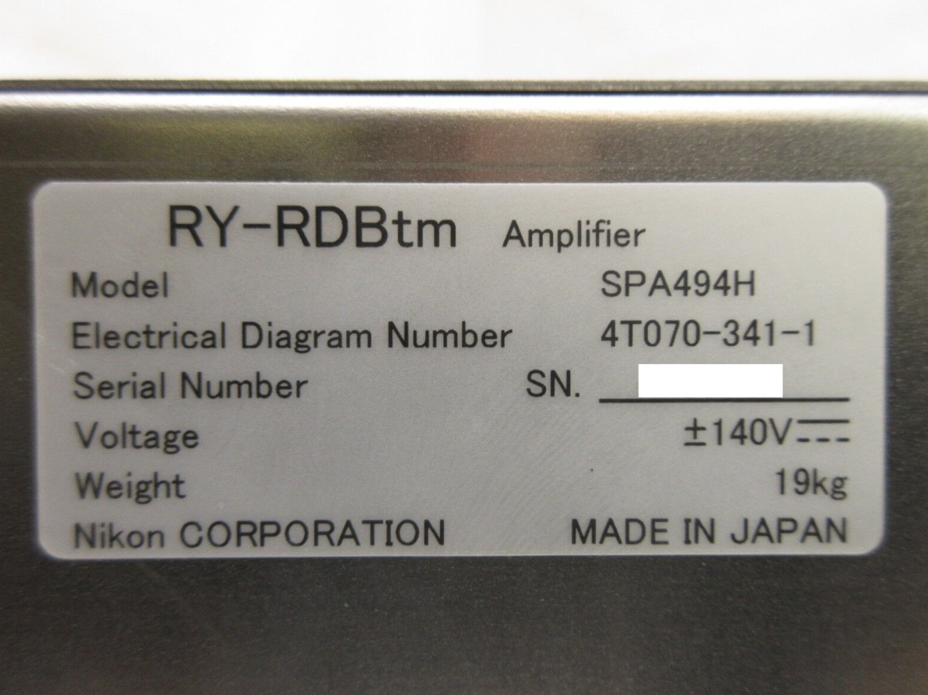 Used Nikon 4T070-341-1 RY-RDBtm Amplifier SPA494H NSR-S620D ArF Immersion Used