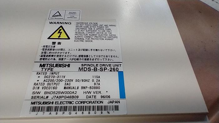 Used MITSUBISHI MDS-B-SP-260 SPINDLE DRIVE UNIT Servo Drive GH118