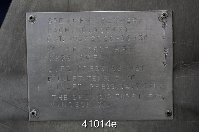 Used Spencer Turbine Co. M2020-SS/30 7x8 Blower #41014