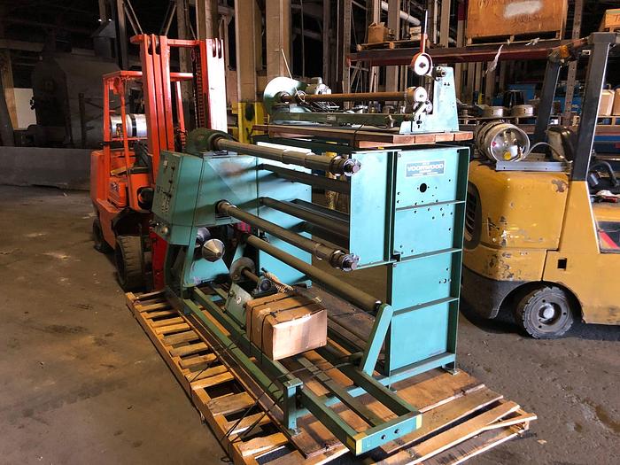 Used 60" VOORWOOD SLITTER REWINDER 18" REWIND DIAMETER CANTILEVERED SHAFTS