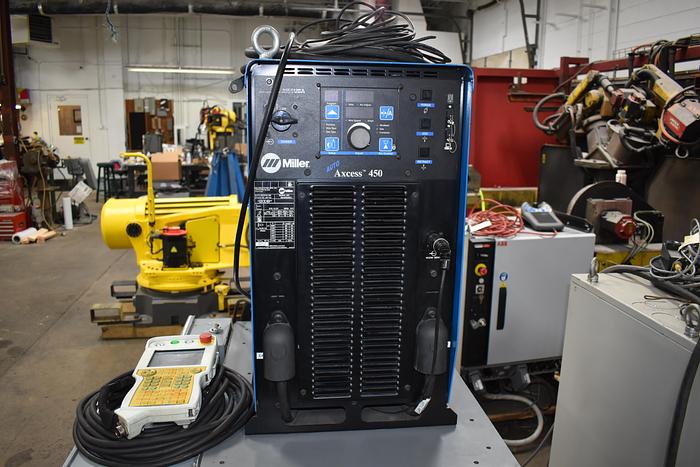Used Yaskawa Motoman MA3100 Complete Robotic Welding Cell With Miller 450 and MH3100 positioner On Track