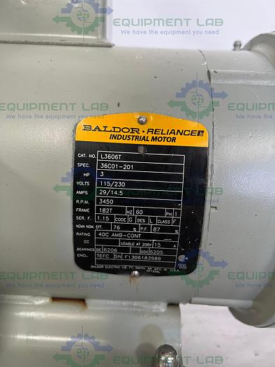 Used Pfizer Inc  FPX712 CIP Pump  Skid w/ Baldor Reliance L3606T Motor 115/230V