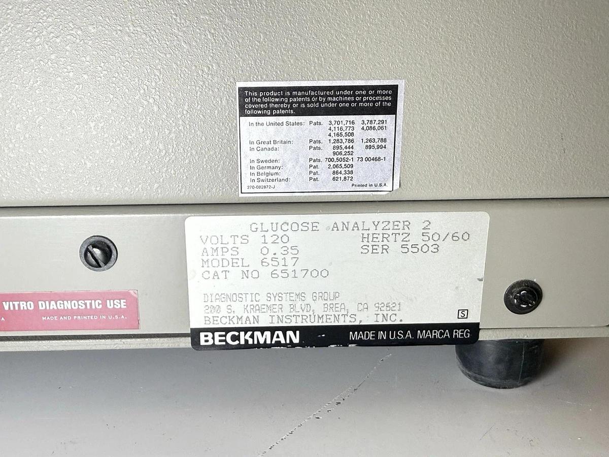 Used Beckman Glucose Analyzer 2 Model 6517 with accessories (Maintenance Kit)