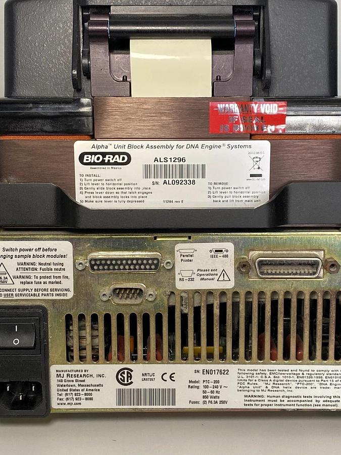 Used MJ Research Bio-Rad PTC-200 Thermal Cycler 96-Well Gradient DNA Engine Block