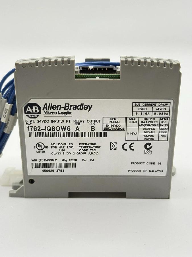 Used Allen Bradley AB MicroLogix 8-Point 24VDC Relay Output (Cat no:  1762-IQ8OW6)
