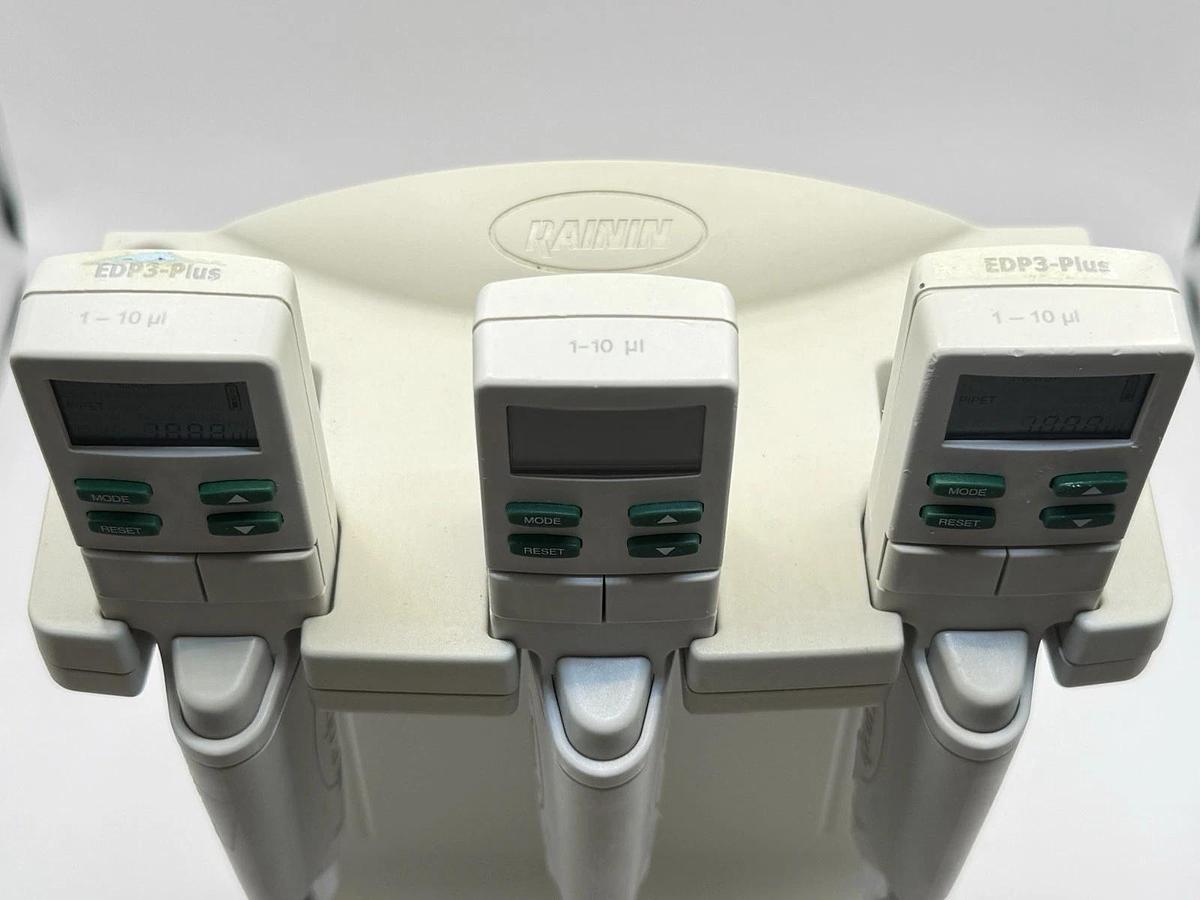 Used Rainin EDP3 Plus Pipettes 1-10 uL with Charging Stand E3 Rapid Charge USA