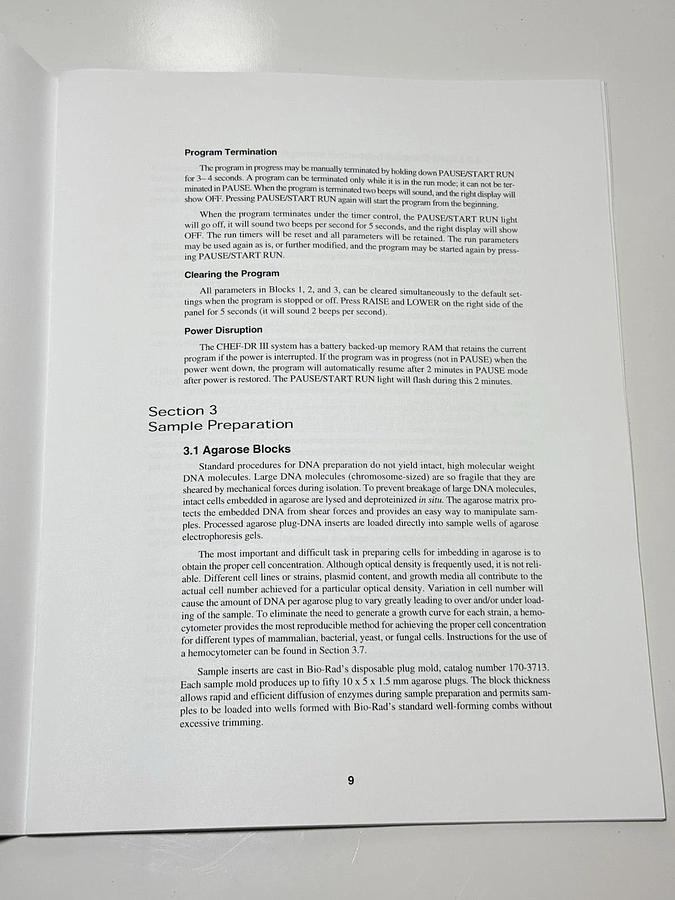 Bio-Rad CHEF-DR III Pulsed Field Electrophoresis Systems - Manual / Guide