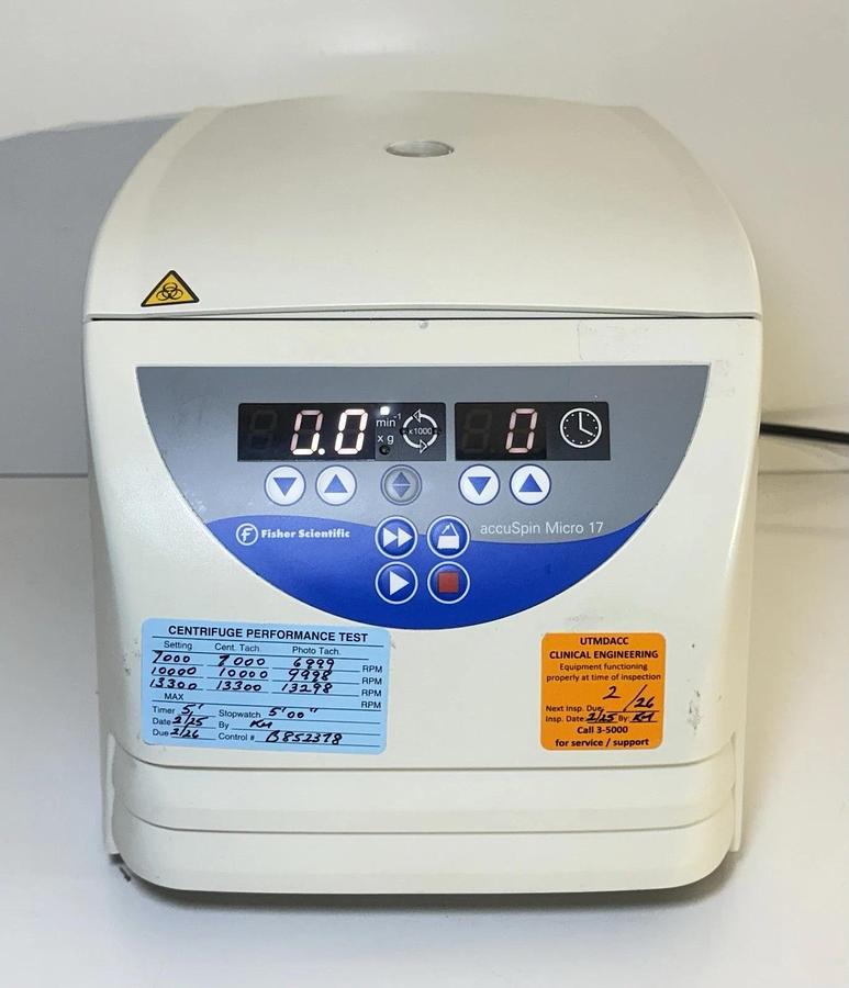 Used Thermo Scientific AccuSpin Micro 17 Centrifuge 75002461 & 24 Position Rotor
