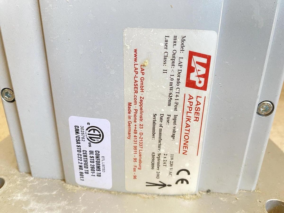 Used LAP DORADO Laser Patient Positioning System Ct Laser