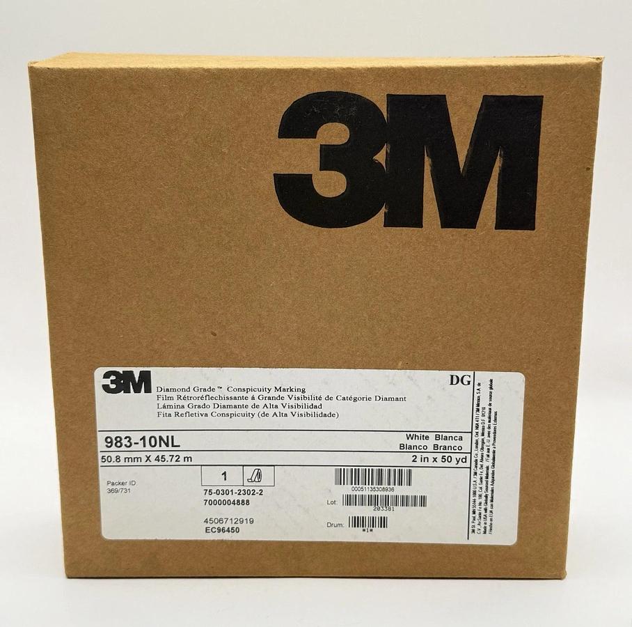 Used NEW 3M Diamond Grade Conspicuity Markings 983-10NL, White, 2 in x 50 yd