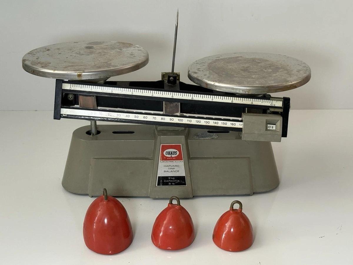 Used Ohaus Harvard Vintage 50's 60's Trip Balance Mechanical Beam Scale (2Kg - 5lb)