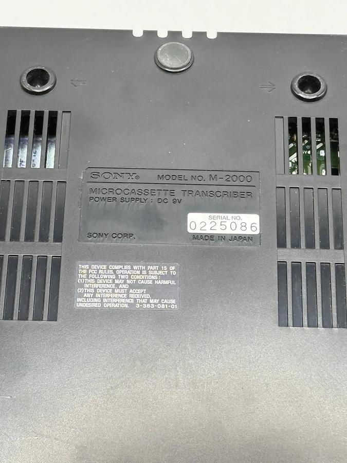 Used Sony M-2000 Desktop Microcassette Cassette Transcriber / Recorder