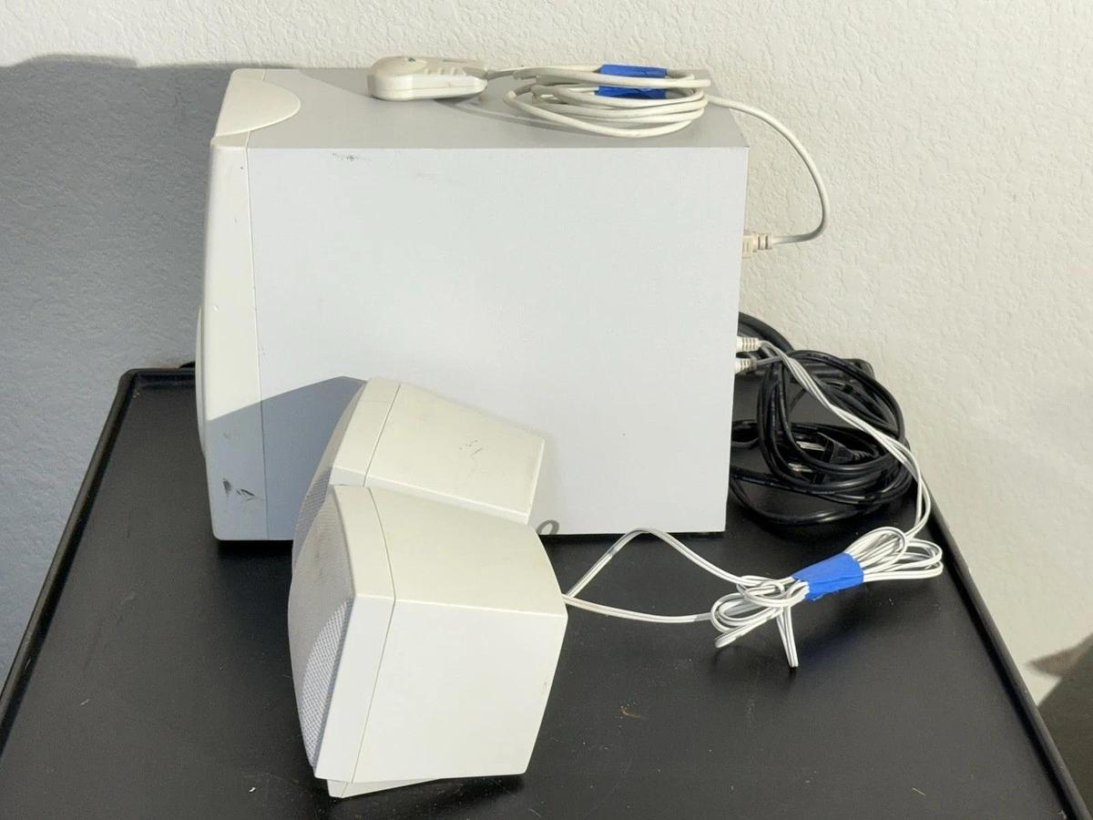 Used AOpen MS-810 Subwoofer W/ Left & Right Mini Speakers For Stereo Amplifier System