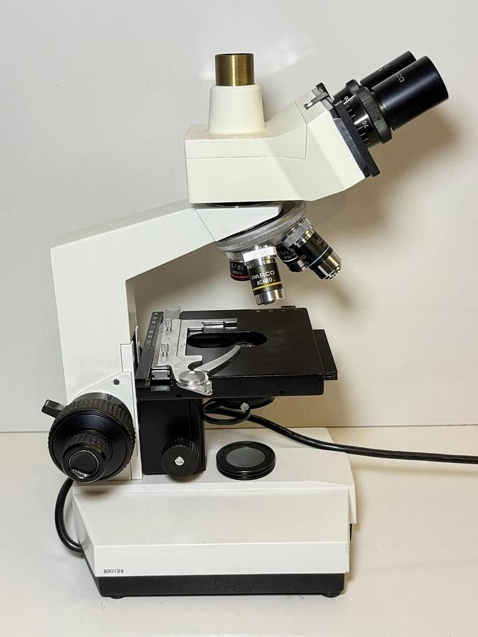 Used Parco Binocular Compound Microscope, W10x 18mm Eyepieces + 4 Objectives ARCHO