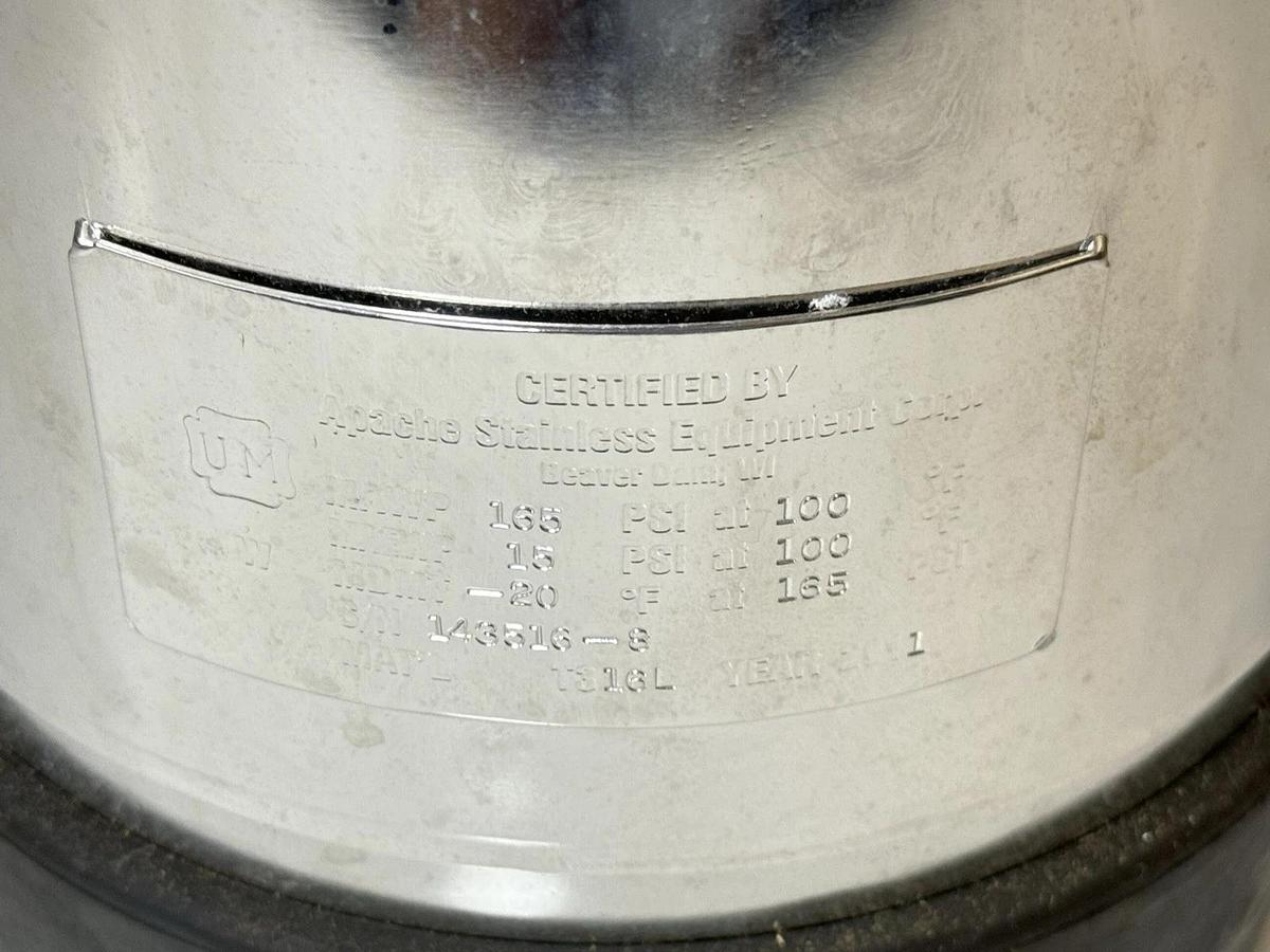 Used Apache Stainless Equip. Pressure Vessel Autoclave Tank (MDMT -20Deg F at 165PSI)