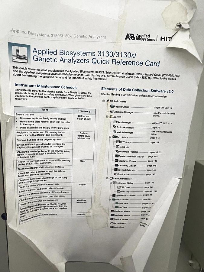 Used Applied Biosystems Hitachi ABI 3130XL Genetic DNA Sequencer