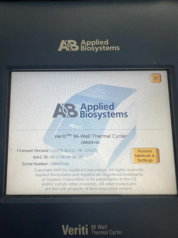 Used Applied Biosystems Veriti 96-well Thermal Cycler PCR - 9902