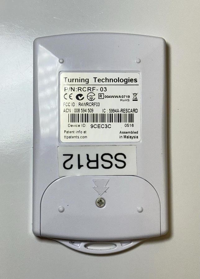 Used (Lot Of 203) Turning Technologies RCRF-03 ResponseCard RF LCD Clicker