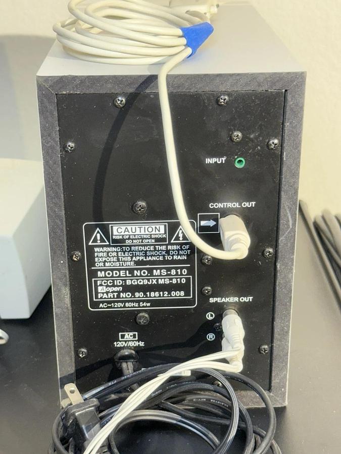 Used AOpen MS-810 Subwoofer W/ Left & Right Mini Speakers For Stereo Amplifier System