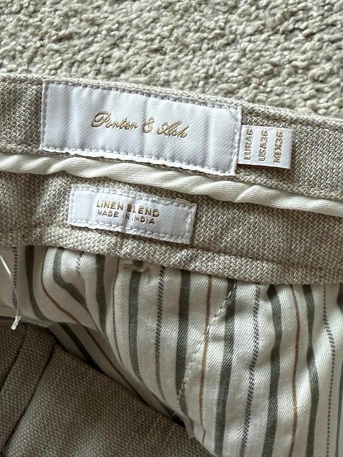 NEW Porter & Ash Premium Collection Linen Blend Shorts Men's Size 36 Cream