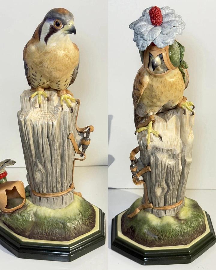 Used Boehm Limited Edition Porcelain Figurines - Pair of Kestrels Falco sparverius