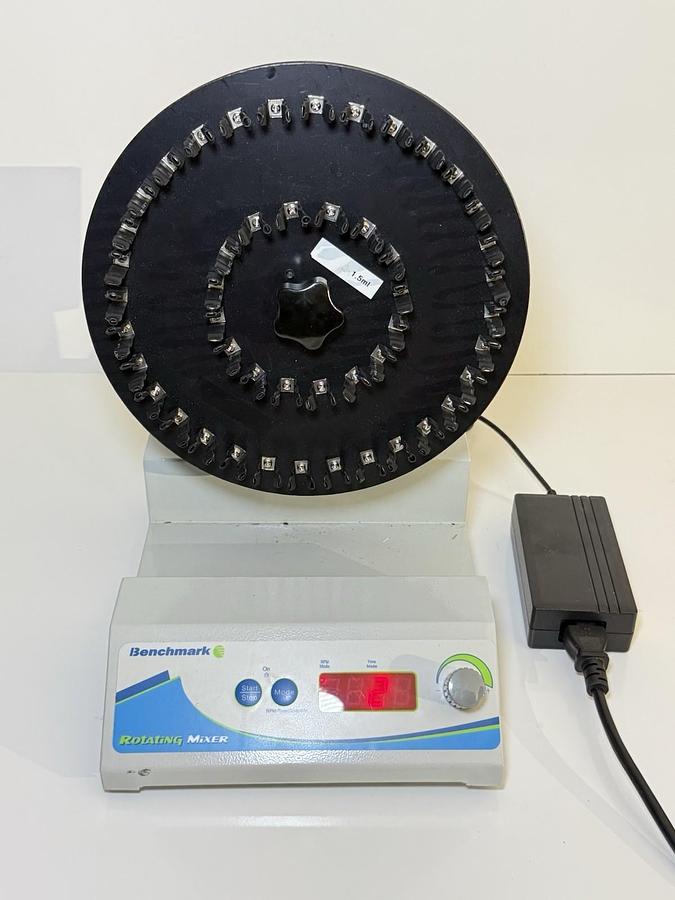 Used Benchmark Scientific R5010 Rotating Lab Tube Mixer w/ Power Supply & Plate