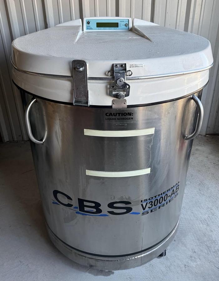 Used CBS Custom BioGenic Systems Isothermal V3000-AB Cryogenic Freezer Storage Tank