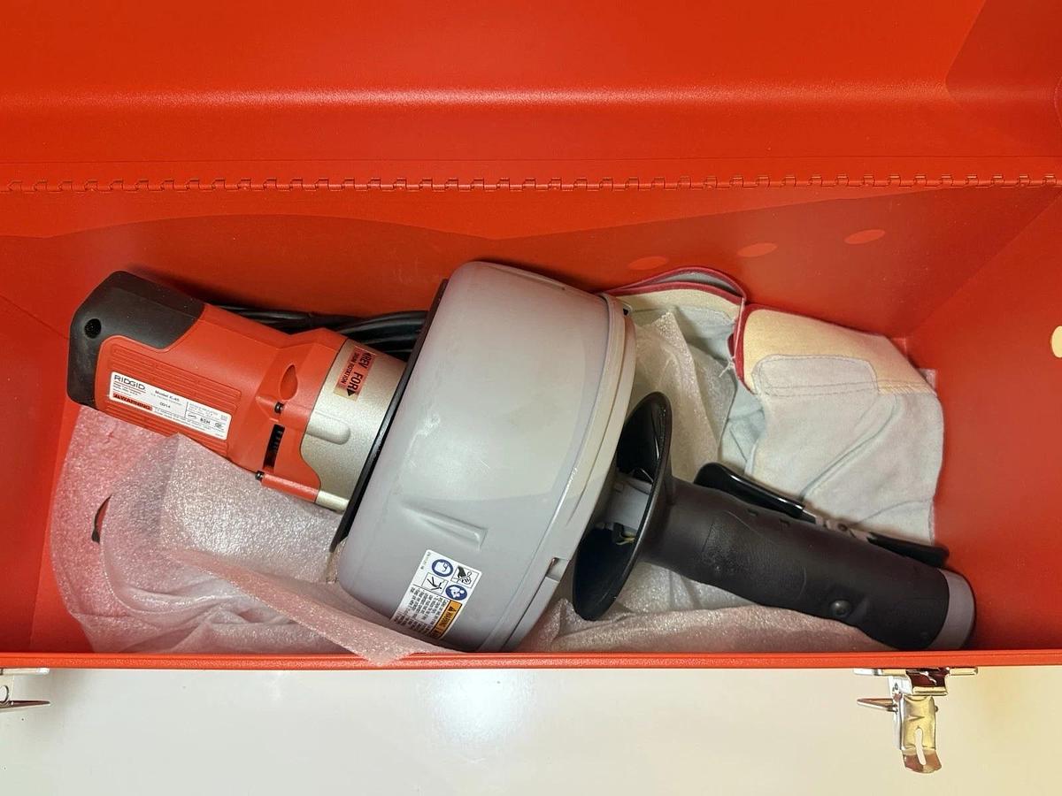 Used NEW RIDGID K-45 Drain Cleaner Machine Autofeed 120V w/ Case, Gloves & Manual