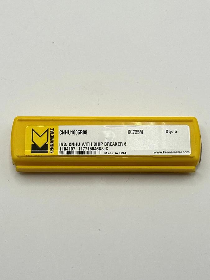 Used 5pcs KENNAMETAL CNHU1005R08 KC725M Carbide Milling Insert – 0.8 mm Radius