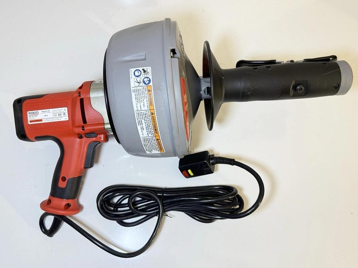 Used NEW RIDGID K-45 Drain Cleaner Machine Autofeed 120V w/ Case, Gloves & Manual
