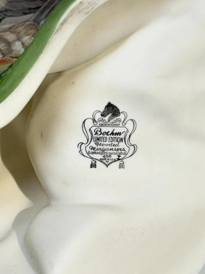 Used Boehm Limited Edition Porcelain Figurines - Pair of Hooded Mergansers Waterfowl