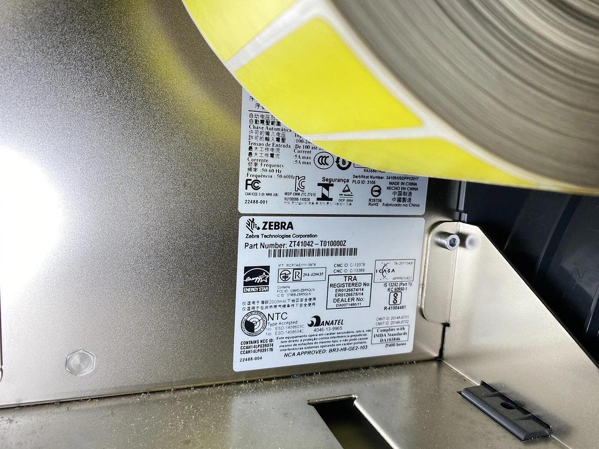 Used Zebra Technologies ZT410 Industrial Thermal Label Printer