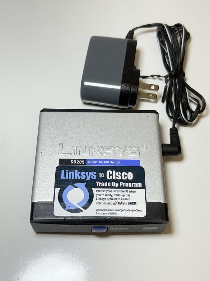 Used CISCO Linksys 5-Port 10/100 Network Switch, Model: SD205