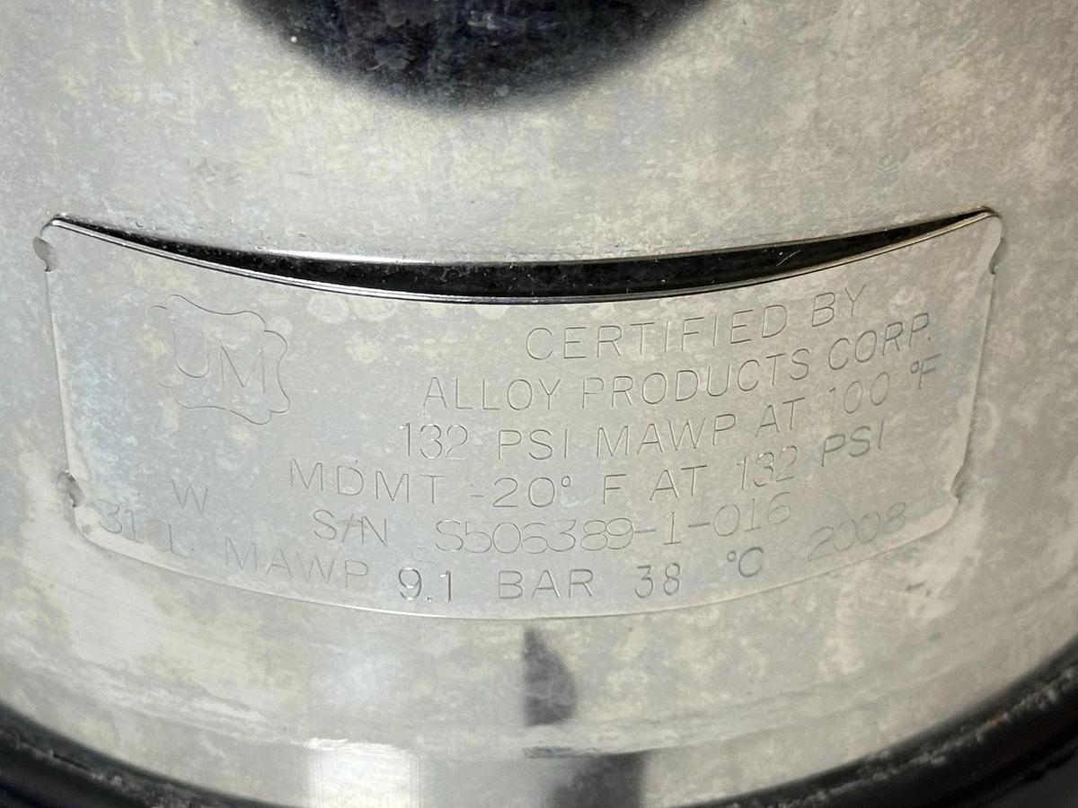 Used UM Alloy Products Corp Pressure Vessel (MDMT -20Deg F at 132PSI)
