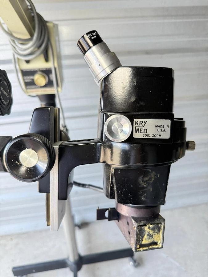 Used Cryomedics KryMed Microscope Stereoscopic Zoom System 3001 with Stand on wheels