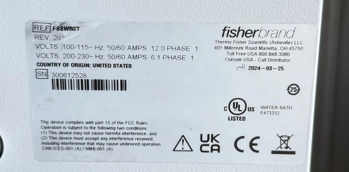 Used Thermo Scientific Fisher Brand - Water Bath Isotemp SWB 27 (REF: FSSWB27)