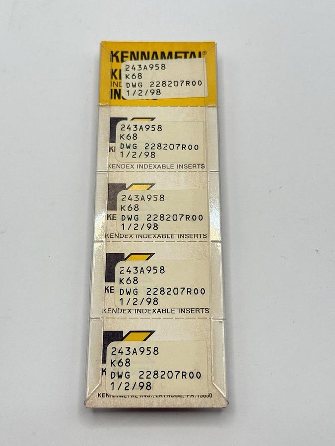 Used Kennametal Kendex Indexable Carbide Inserts DWG 228207R00 (243A958 K68)
