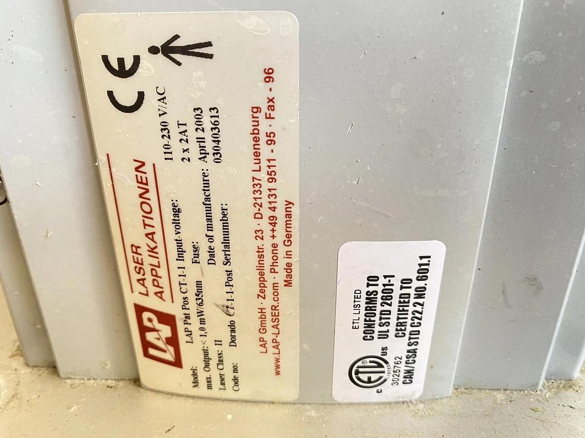 Used LAP DORADO Laser Patient Positioning System Ct Laser