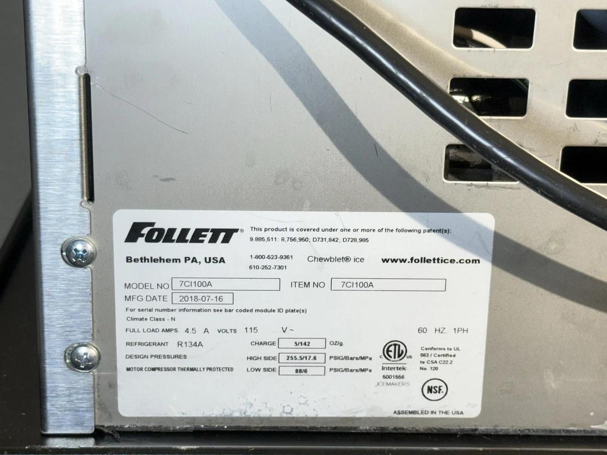 Used Follett 7CI100A Countertop Ice & Water Dispenser – Chewblet Nugget Ice, Air-Cool