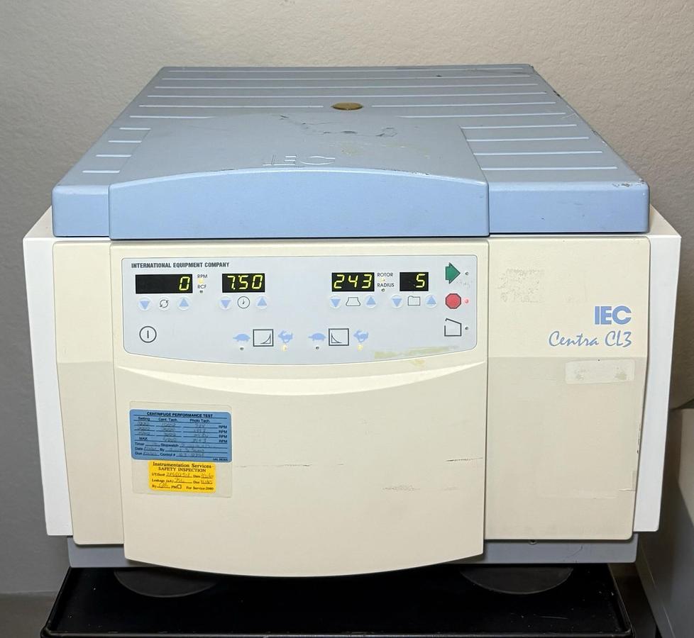 Used IEC Centra CL3 Centrifuge w/ Rotor #243 & Swing buckets