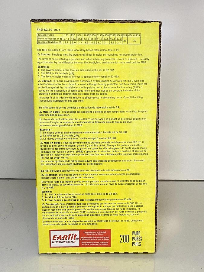 Used NEW Case (2000 Pairs) 3M Classic E-A-R 310-1001 Uncorded Disposable Earplugs