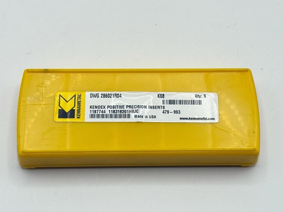 Used Kennametal Kendex Positive Precision Inserts DWG 286021R04 K68 (1187744)
