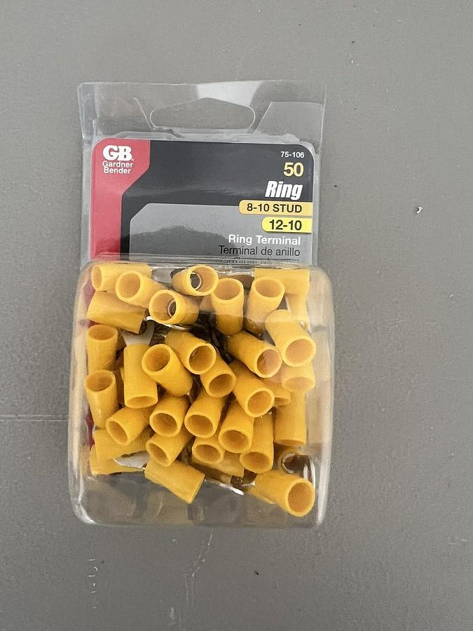 Used Garner Bender Ring 8-10 Stud 12-10 Ring Terminals - 50pk