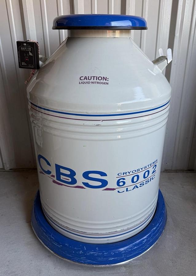Used CBS Cryosystems 6002 Classic 175 Liter Nitrogen Tank w/ BAT-1B Level alarm