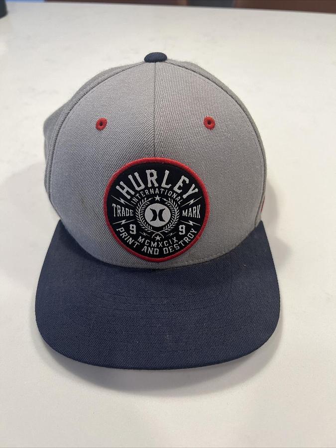 Used Hurley Print And Destroy Hat, Flat Bill Snap Back
