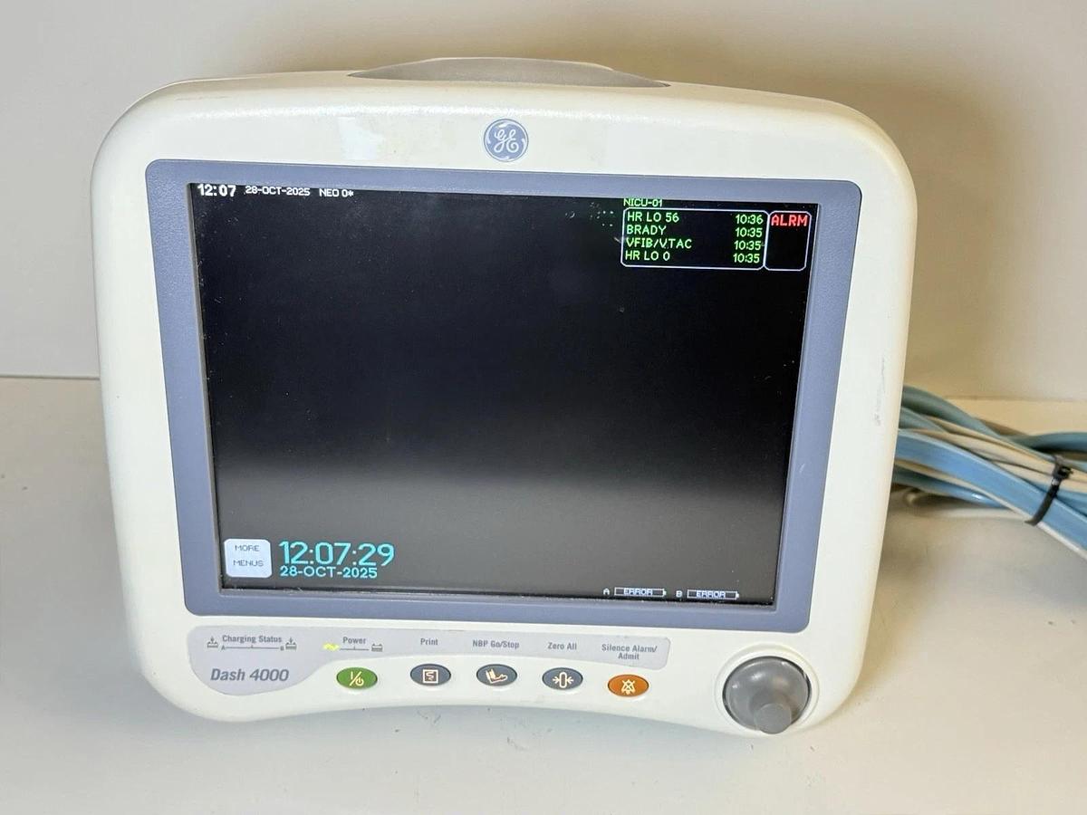 Used GE Dash 4000 Patient Monitor W/ Leads (ECG, NBP)